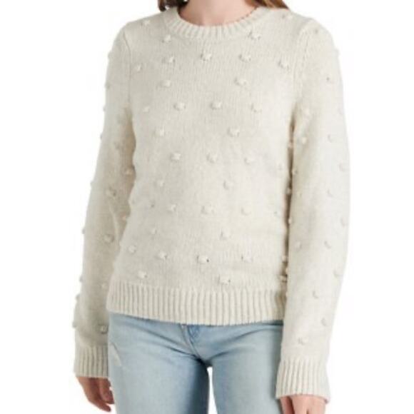 Lucky Brand Bobble Crew Neck Sweater Oatmeal Grey Women's - Picture 1 of 5